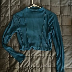 Teal Long sleeve Ribbed top